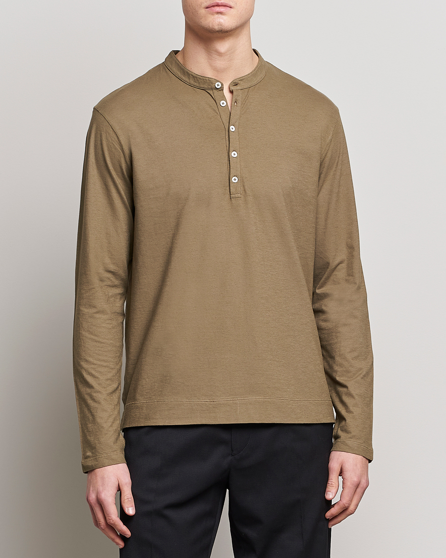Homme | Pulls Et Tricots | Massimo Alba | Hawai Watercolor Henley Green Desert