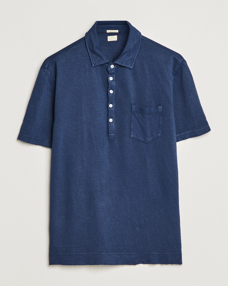 Homme | Polos | Massimo Alba | Wembley Linen Polo Navy
