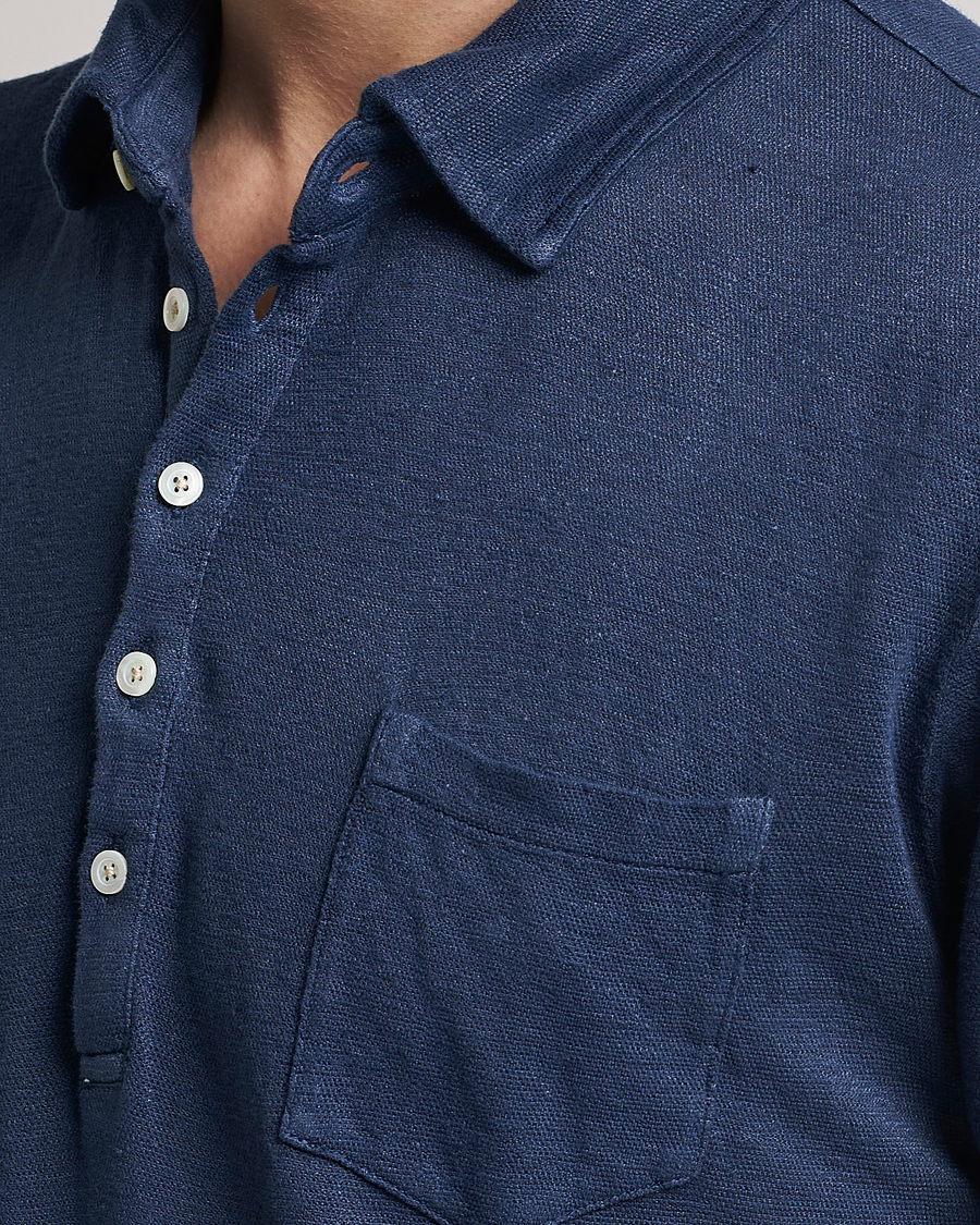 Homme | Polos | Massimo Alba | Wembley Linen Polo Navy