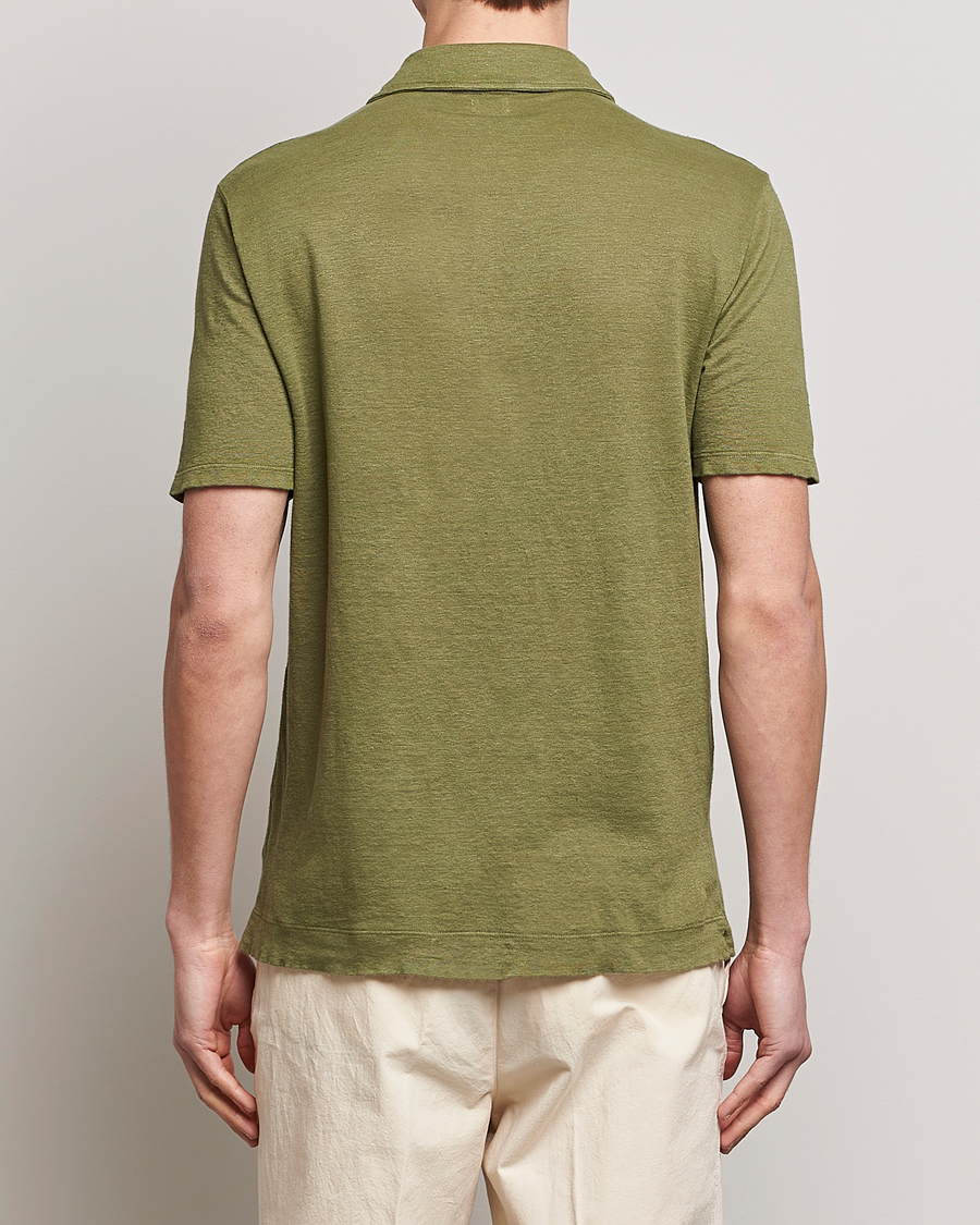 Homme | Polos | Massimo Alba | Wembley Linen Polo Green Desert