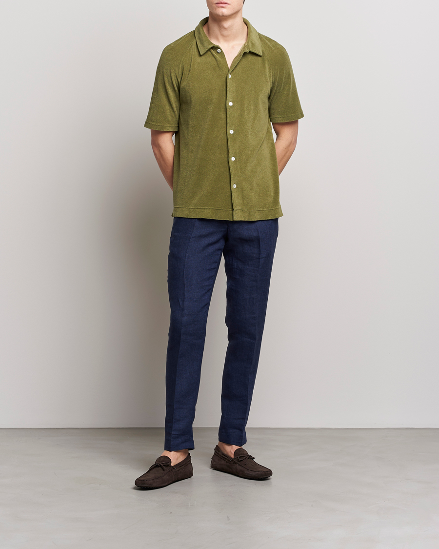 Homme | Polos | Massimo Alba | Terry Polo Shirt Green Desert