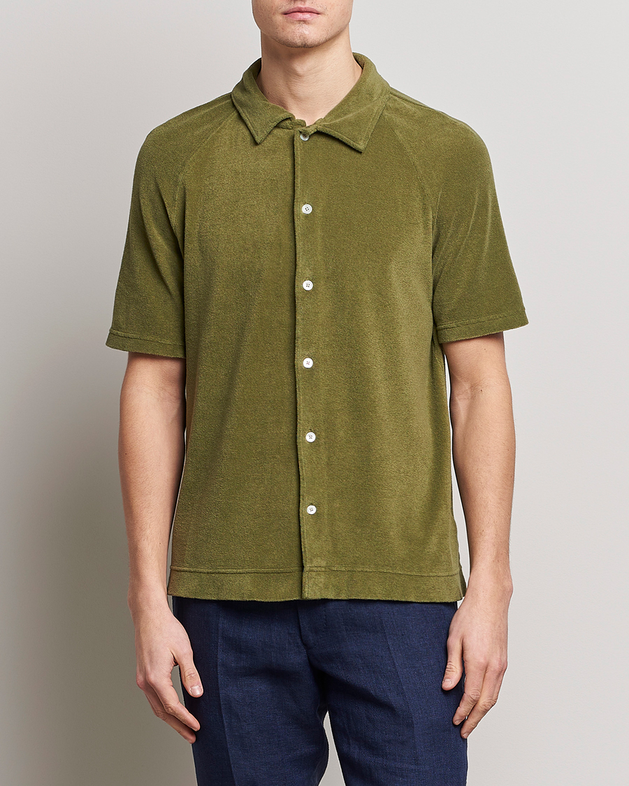 Homme | Polos | Massimo Alba | Terry Polo Shirt Green Desert