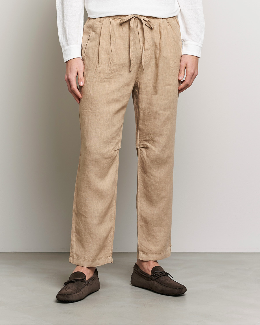 Homme | Pantalons | Massimo Alba | Keywest Linen Drawstring Pants Sand