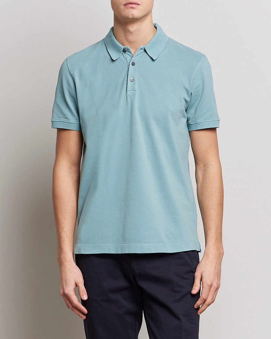 Homme | Polos | Piacenza Cashmere | Portofino Short Sleeve Polo Light Blue