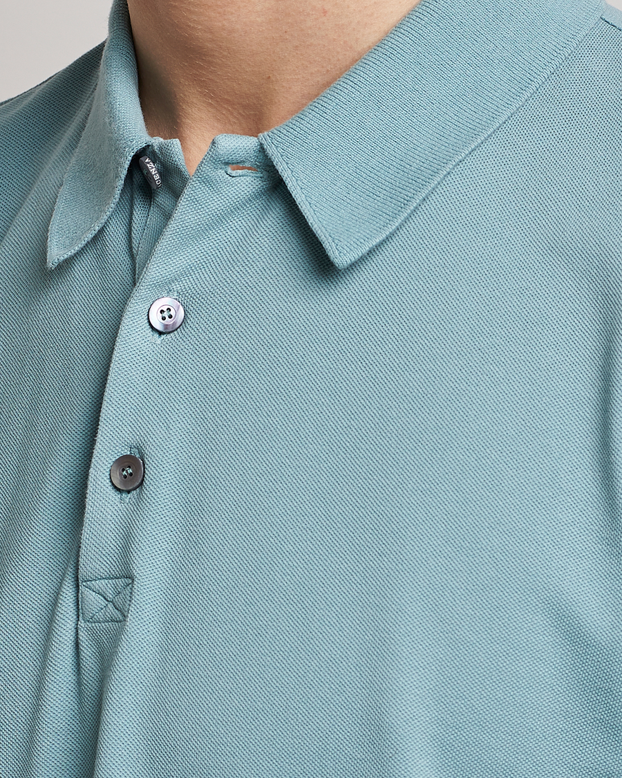 Homme | Polos | Piacenza Cashmere | Portofino Short Sleeve Polo Light Blue