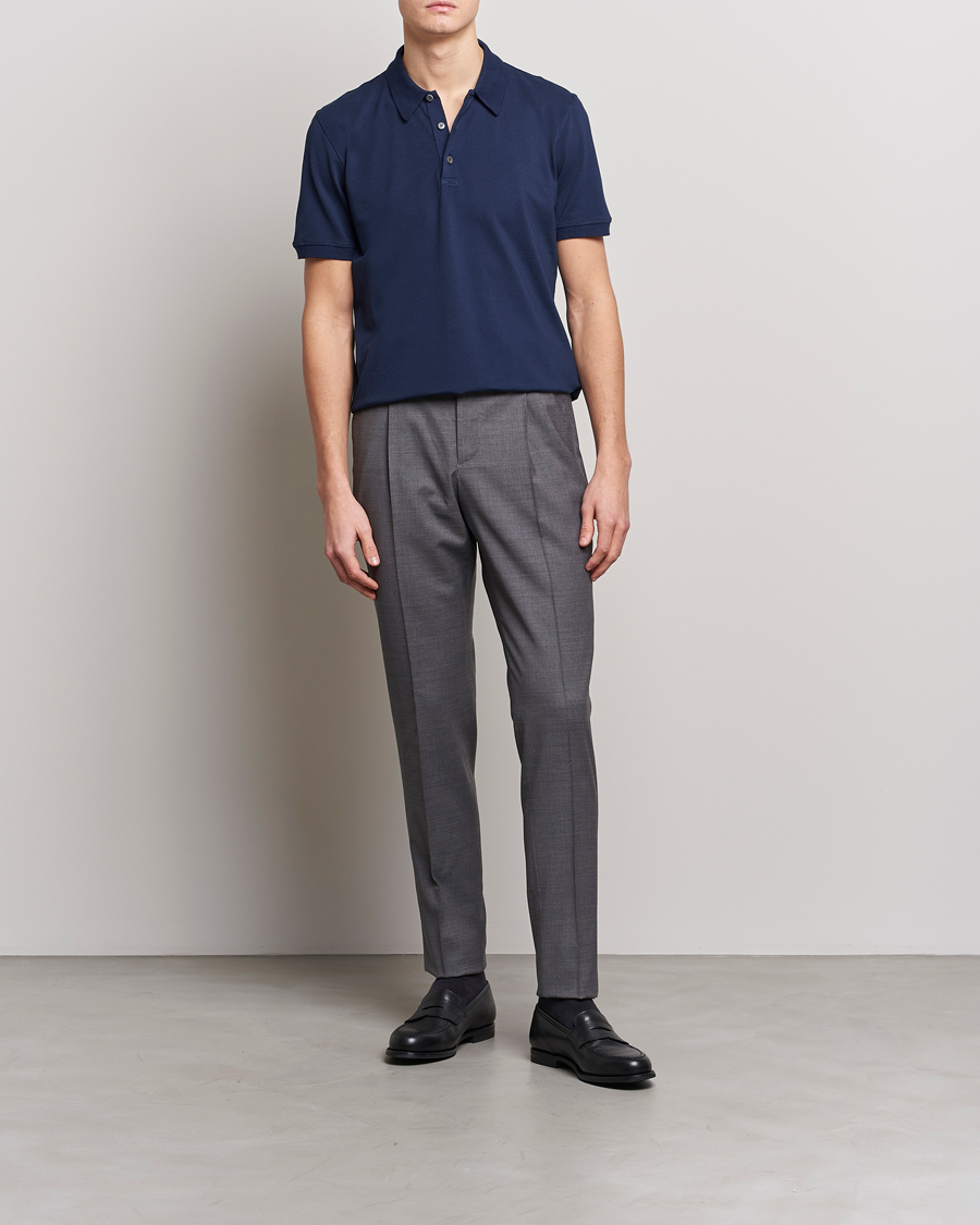 Homme | Polos | Piacenza Cashmere | Portofino Short Sleeve Polo Navy