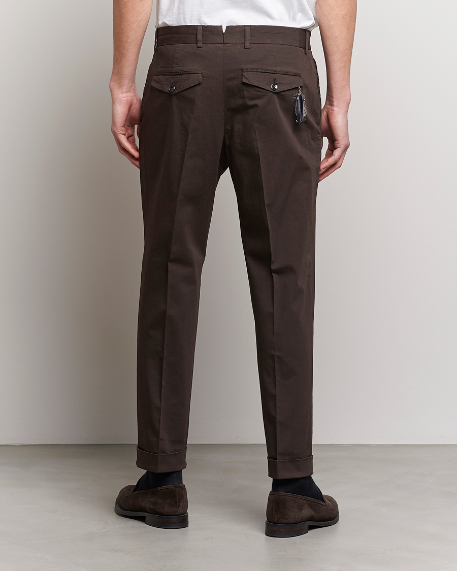 Homme | Pantalons | PT01 | Slim Fit Pleated Linen Blend Trousers Chocolate