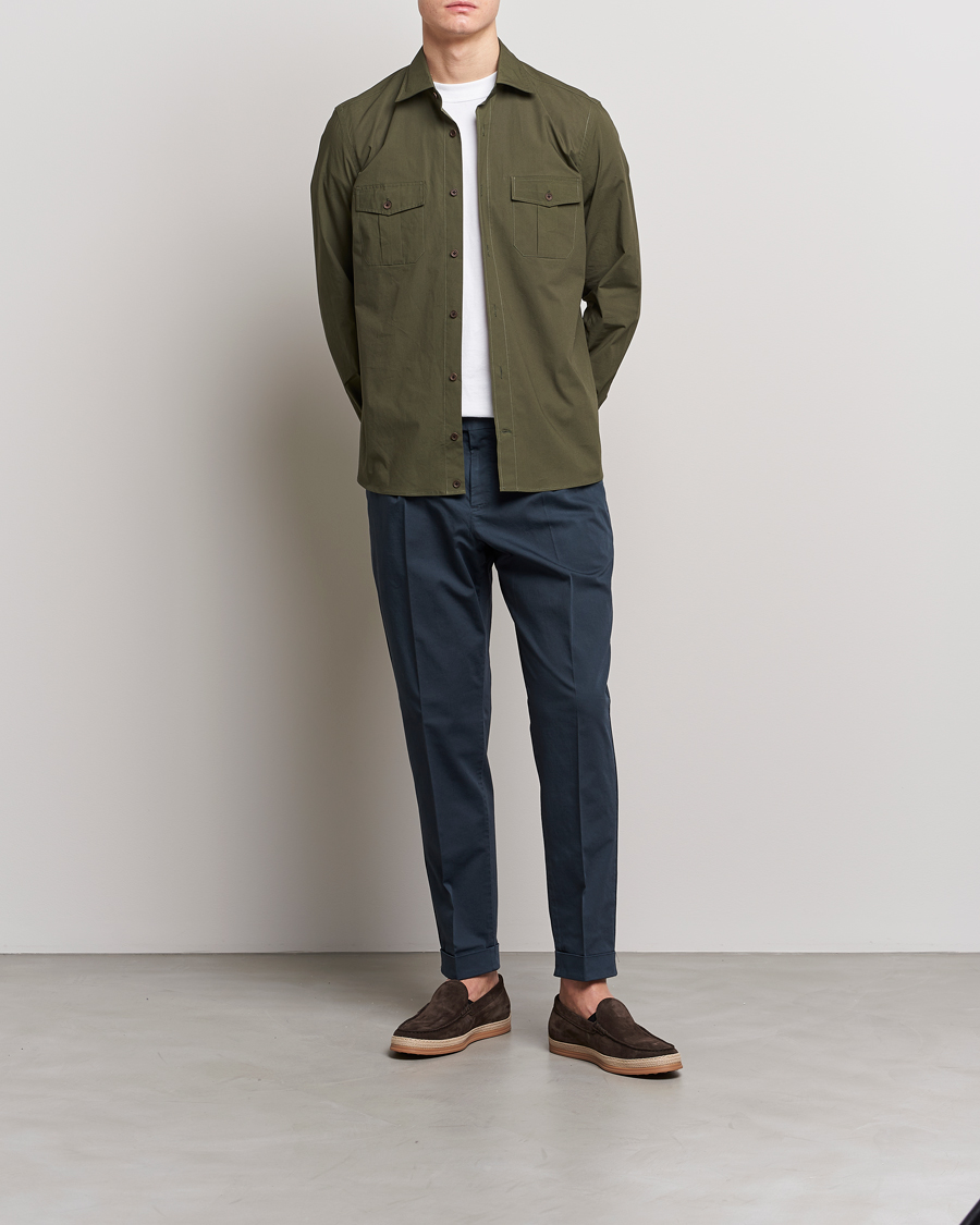 Homme | Pantalons | PT01 | Slim Fit Pleated Linen Blend Trousers Navy