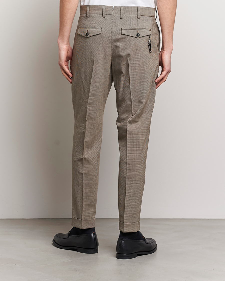Homme | Pantalons | PT01 | Slim Fit Pleated Soft Wool Trousers Beige