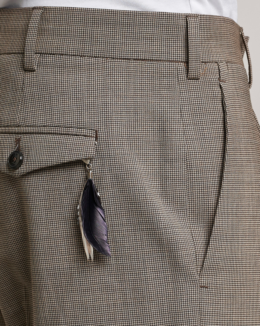 Homme | Pantalons | PT01 | Slim Fit Pleated Soft Wool Trousers Beige