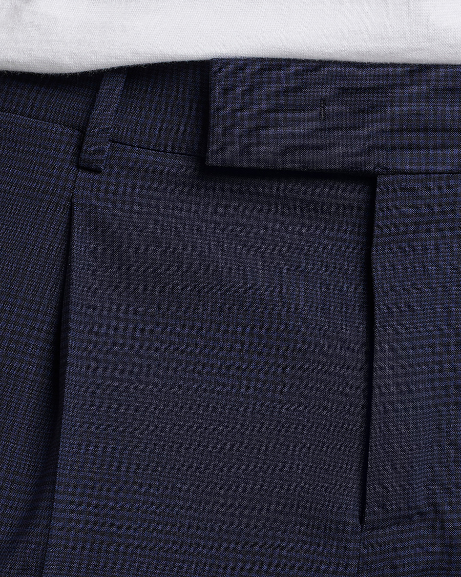 Homme | Pantalons | PT01 | Slim Fit Pleated Glencheck Wool Trousers Navy