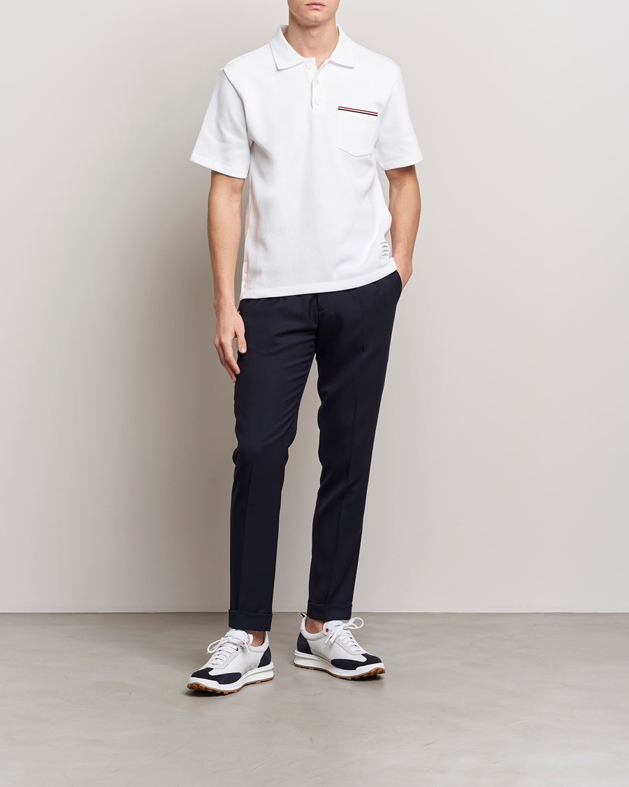 Homme | Polos | Thom Browne | Short Sleeve Pocket Polo White