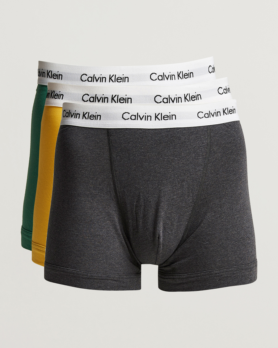Homme | Sous-Vêtements Et Chaussettes | Calvin Klein | Cotton Stretch Trunk 3-Pack Charcoal/Yellow/Green