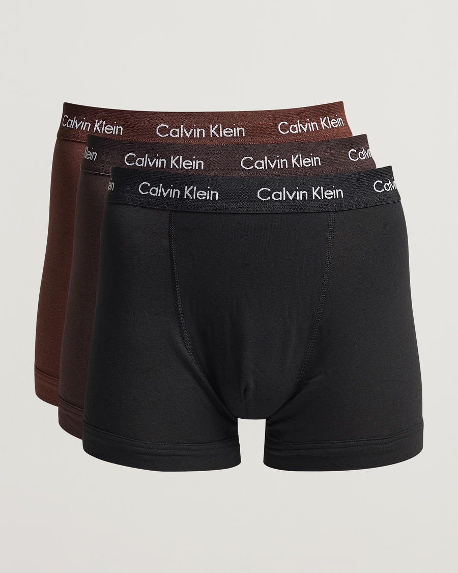 Homme | Sous-Vêtements Et Chaussettes | Calvin Klein | Cotton Stretch Trunk 3-Pack Black/Umber/Woodland