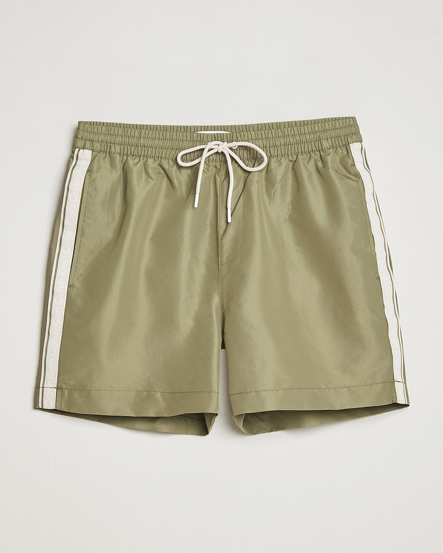 Homme | Maillots De Bain | Calvin Klein | Side Logo Drawstring Swimshorts Delta Green