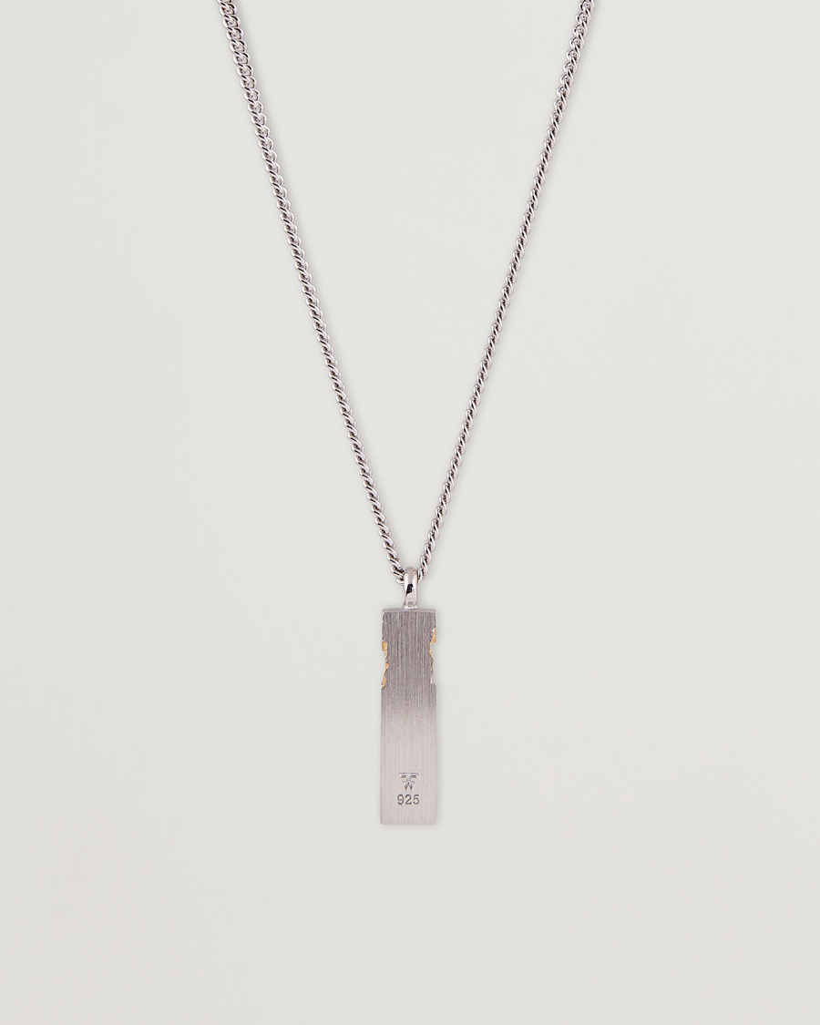 Homme | Tom Wood Mined Cube Pendant Necklace Silver/Black | Tom Wood | Mined Cube Pendant Necklace Silver/Black