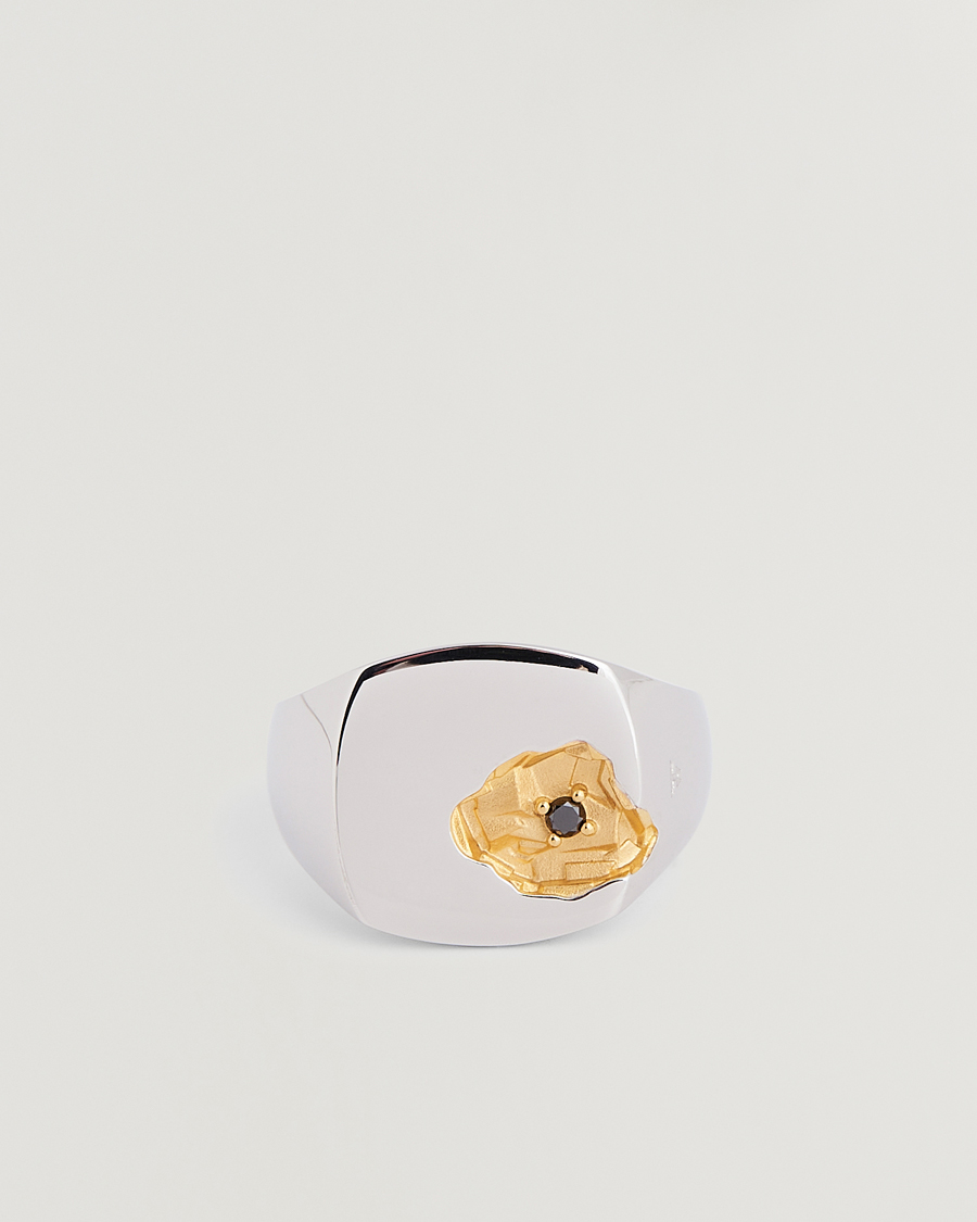 Homme | Tom Wood Mined Ring Large Diamond Silver/Black | Tom Wood | Mined Ring Large Diamond Silver/Black