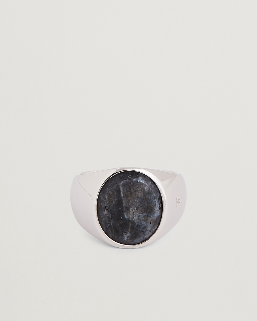 Homme | Tom Wood Oval Larvikite Ring Silver | Tom Wood | Oval Larvikite Ring Silver