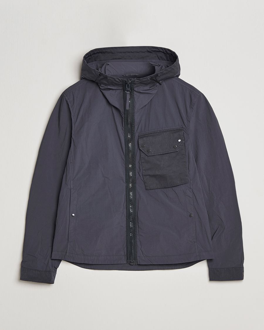 Homme | Manteaux Et Vestes | Ten c | Garment Dyed Nylon Hooded Jacket Blue Grey