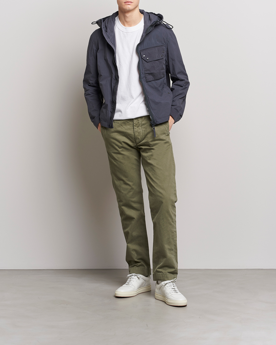 Homme | Manteaux Et Vestes | Ten c | Garment Dyed Nylon Hooded Jacket Blue Grey