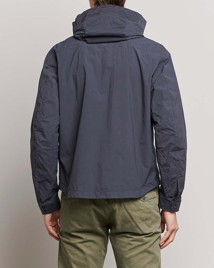 Homme | Manteaux Et Vestes | Ten c | Garment Dyed Nylon Hooded Jacket Blue Grey
