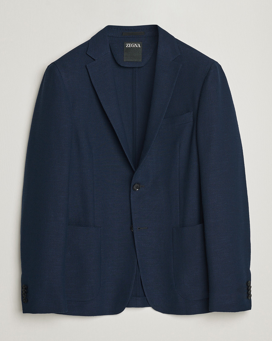 Homme | Blazers | Zegna | Cotton/Linen Informale Blazer Navy