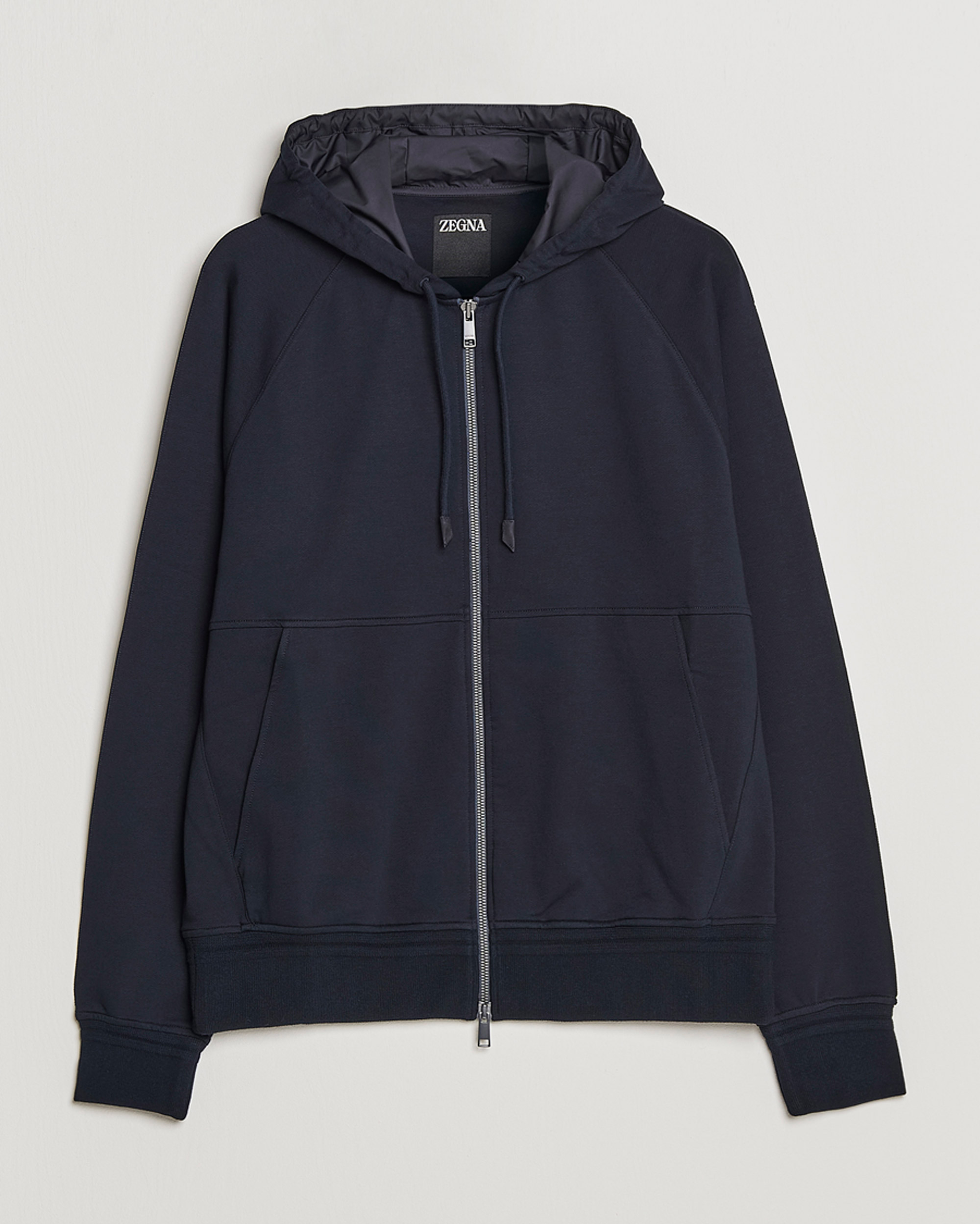 Homme | Pulls Et Tricots | Zegna | Cotton Stretch Zip Hoodie Navy