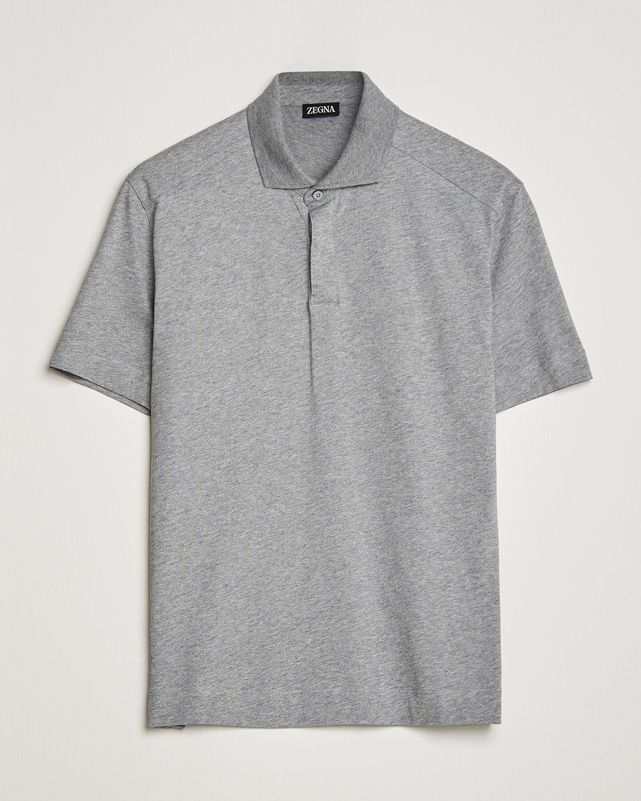Homme | Polos | Zegna | Cotton Jersey Polo Grey Melange