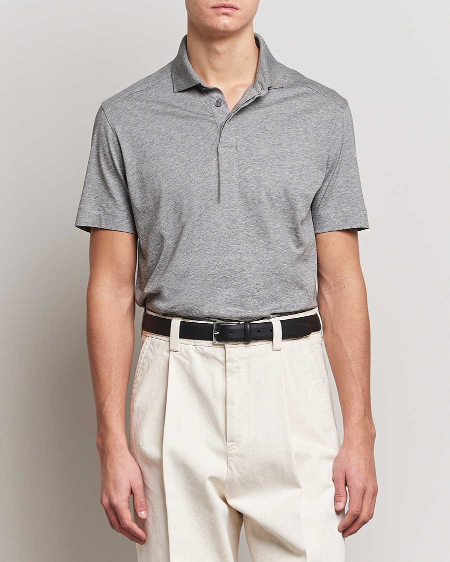Homme | Polos | Zegna | Cotton Jersey Polo Grey Melange