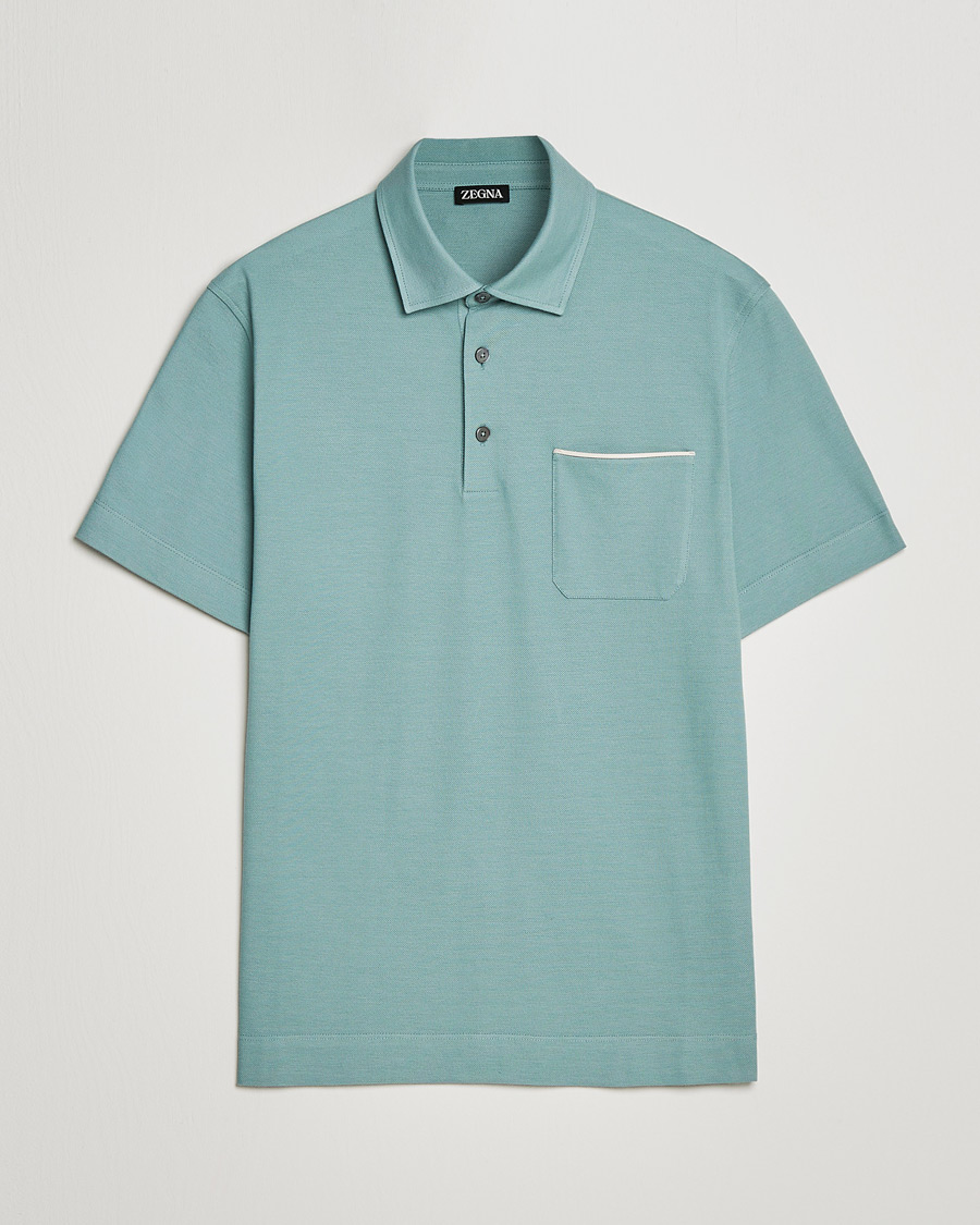 Homme | Polos | Zegna | Short Sleeve Pocket Polo Teal