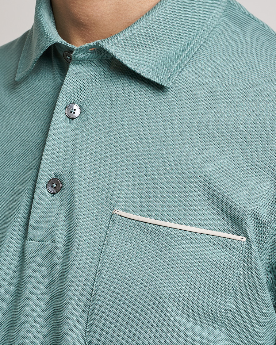 Homme | Polos | Zegna | Short Sleeve Pocket Polo Teal