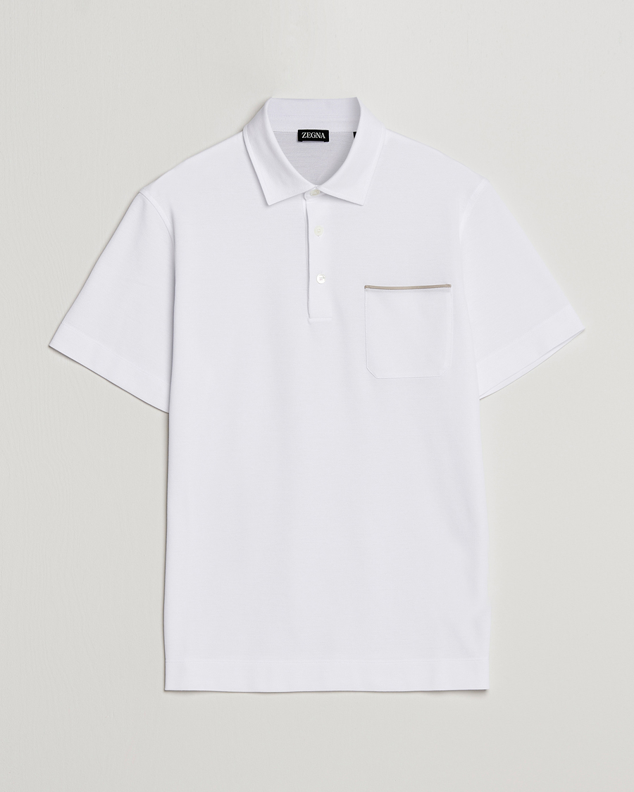 Homme | Polos | Zegna | Short Sleeve Pocket Polo White