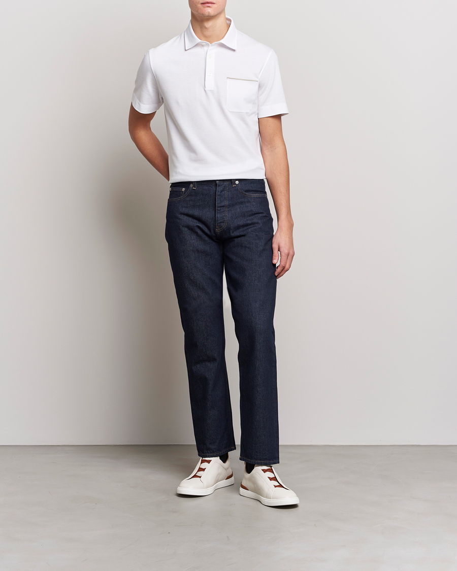 Homme | Polos | Zegna | Short Sleeve Pocket Polo White