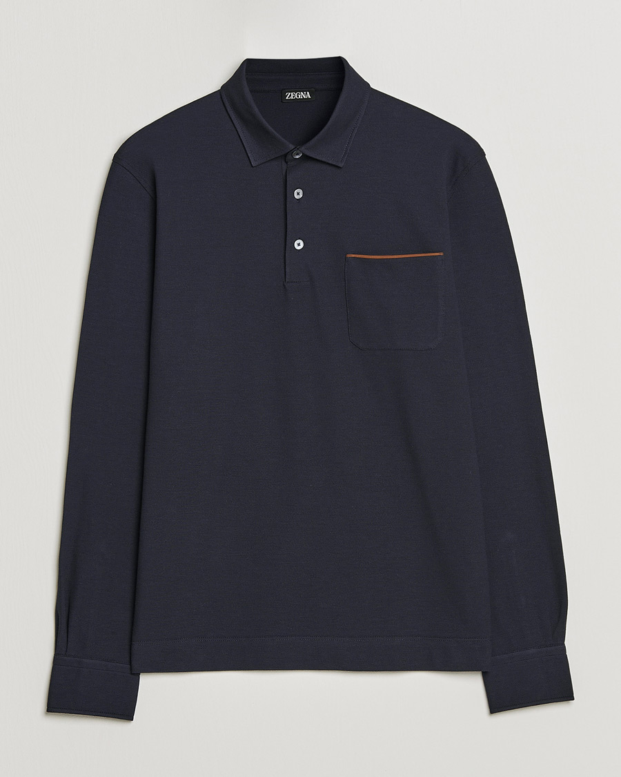 Homme | Pulls Et Tricots | Zegna | Long Sleeve Pocket Polo Navy