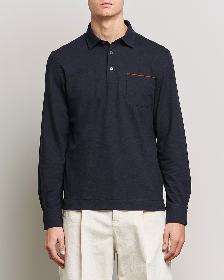 Homme | Pulls Et Tricots | Zegna | Long Sleeve Pocket Polo Navy