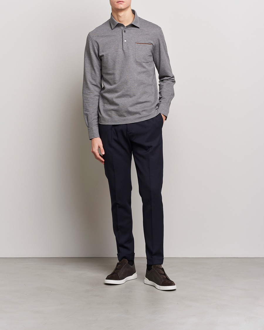 Homme | Pulls Et Tricots | Zegna | Long Sleeve Pocket Polo Heather Grey