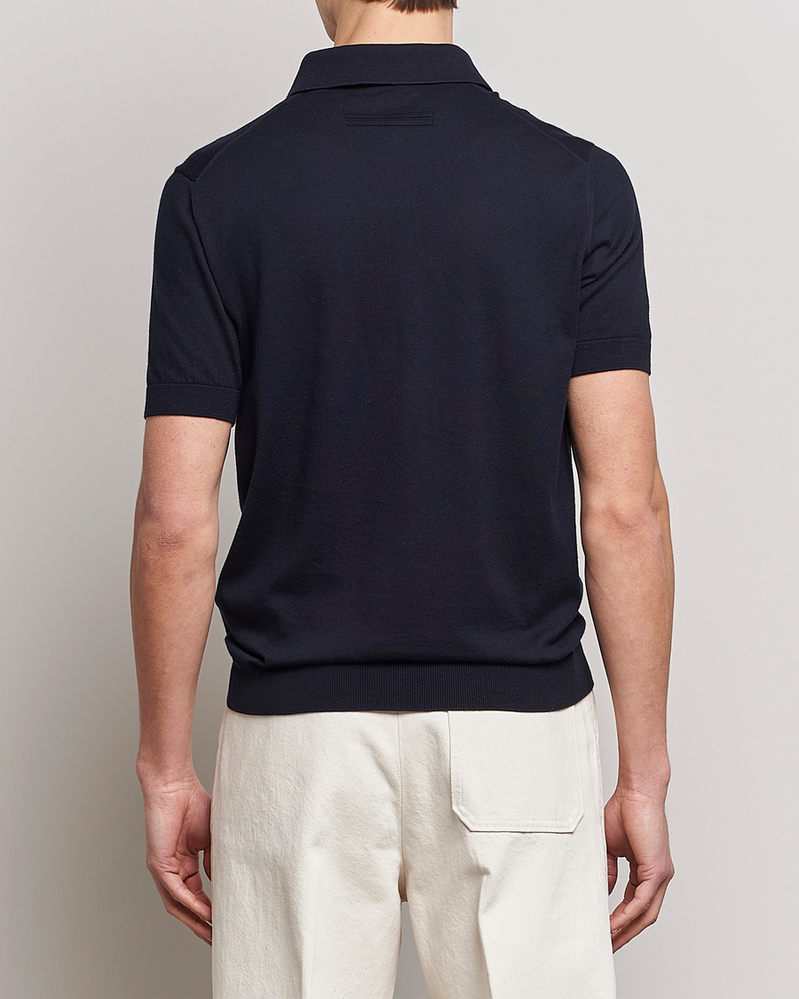 Homme | Polos | Zegna | Premium Cotton Knitted Polo Navy