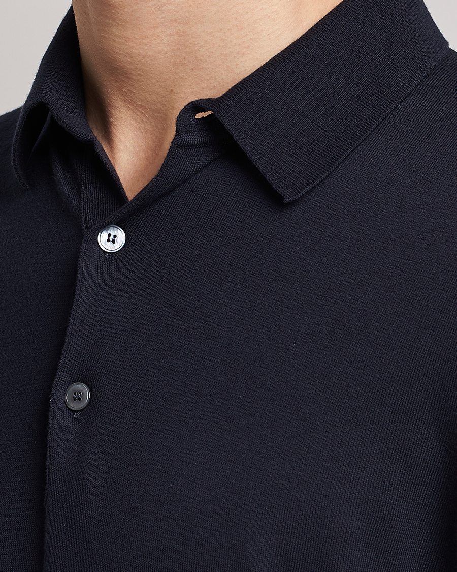 Homme | Polos | Zegna | Premium Cotton Knitted Polo Navy