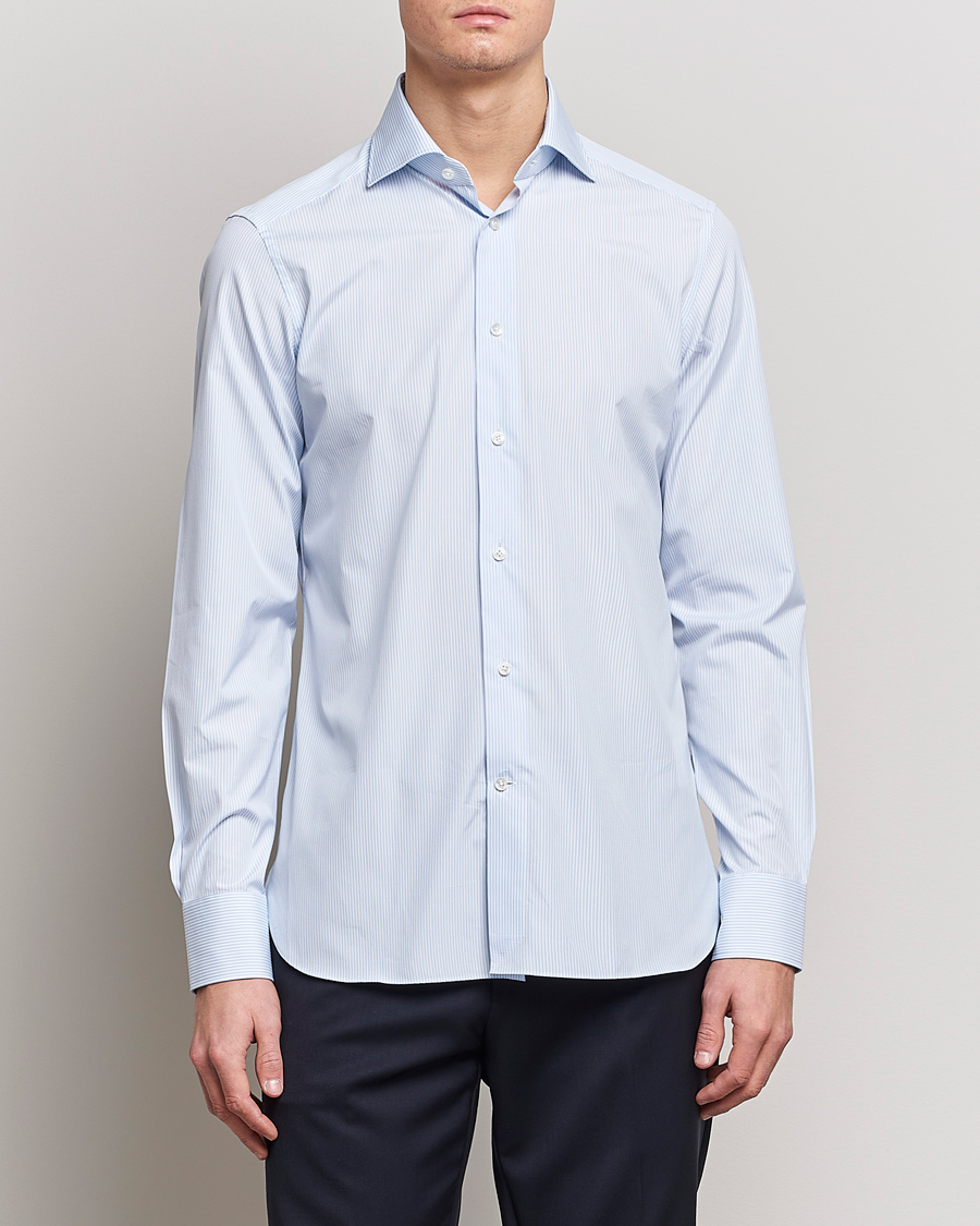 Homme | Chemises | Zegna | Slim Fit Striped Dress Shirt Light Blue