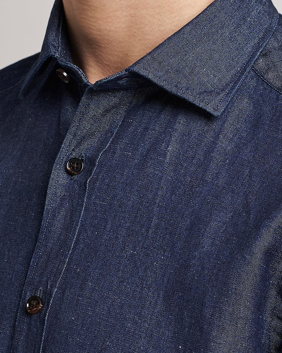 Homme | Chemises | Zegna | Cotton/Linen Denim Shirt Dark Wash