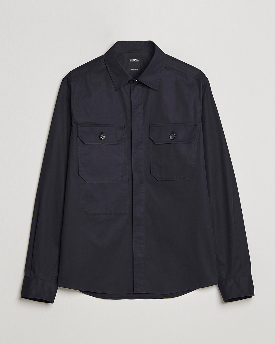 Homme | Chemises | Zegna | Premium Cotton Overshirt Navy