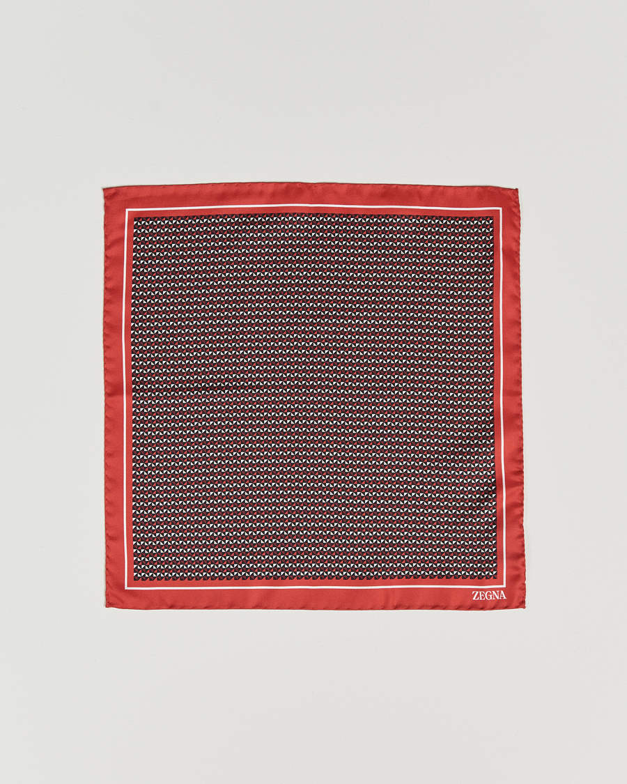 Homme | Zegna Printed Silk Pochette Dark Red | Zegna | Printed Silk Pochette Dark Red