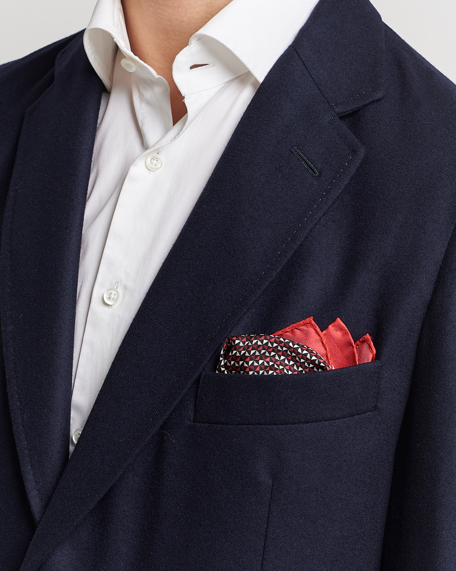 Homme | Zegna Printed Silk Pochette Dark Red | Zegna | Printed Silk Pochette Dark Red