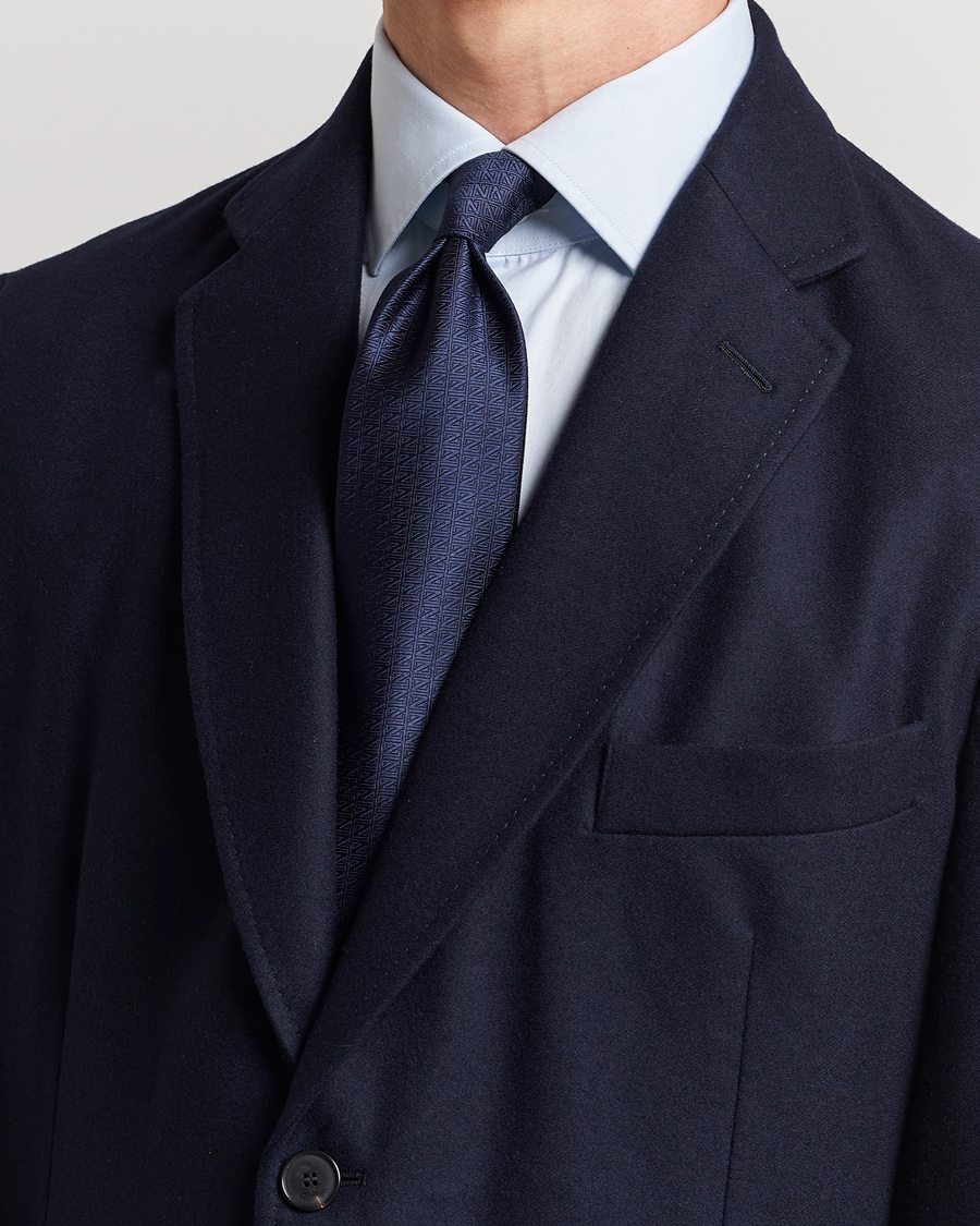 Homme | Zegna Monogram Silk Tie Navy | Zegna | Monogram Silk Tie Navy