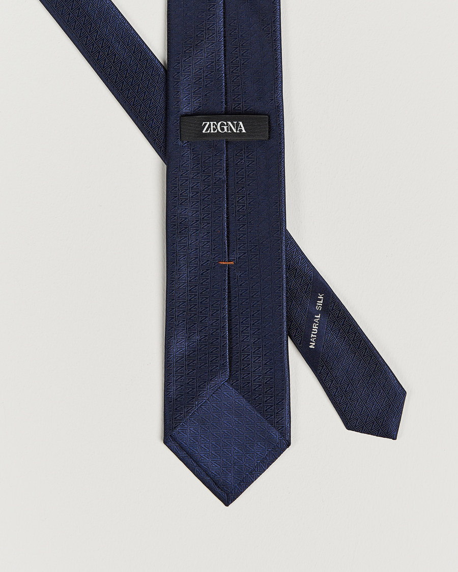 Homme | Zegna Monogram Silk Tie Navy | Zegna | Monogram Silk Tie Navy