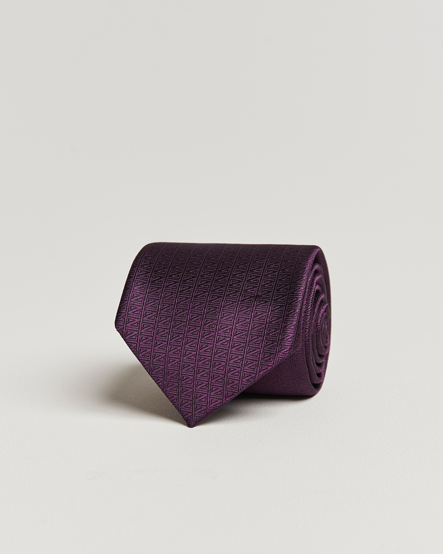 Homme | Zegna Monogram Silk Tie Dark Purple | Zegna | Monogram Silk Tie Dark Purple