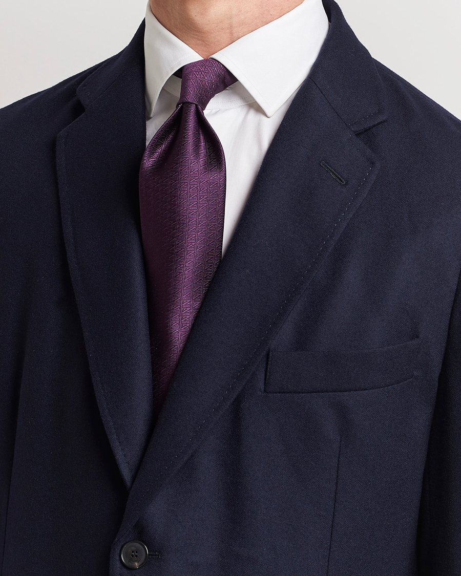 Homme | Zegna Monogram Silk Tie Dark Purple | Zegna | Monogram Silk Tie Dark Purple