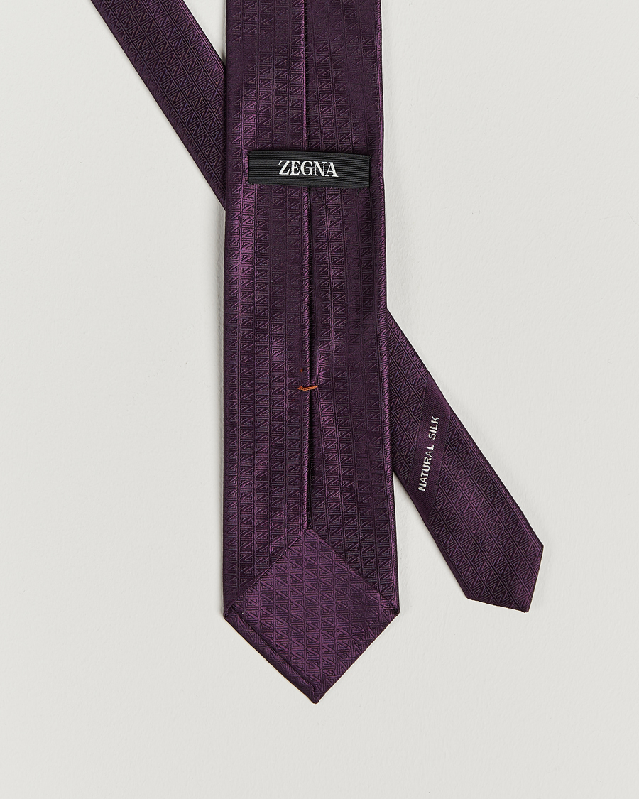 Homme | Zegna Monogram Silk Tie Dark Purple | Zegna | Monogram Silk Tie Dark Purple