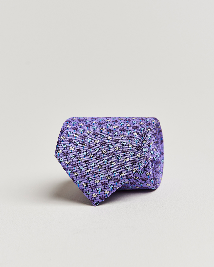 Homme | Zegna Palm Tree Printed Silk Tie Purple | Zegna | Palm Tree Printed Silk Tie Purple