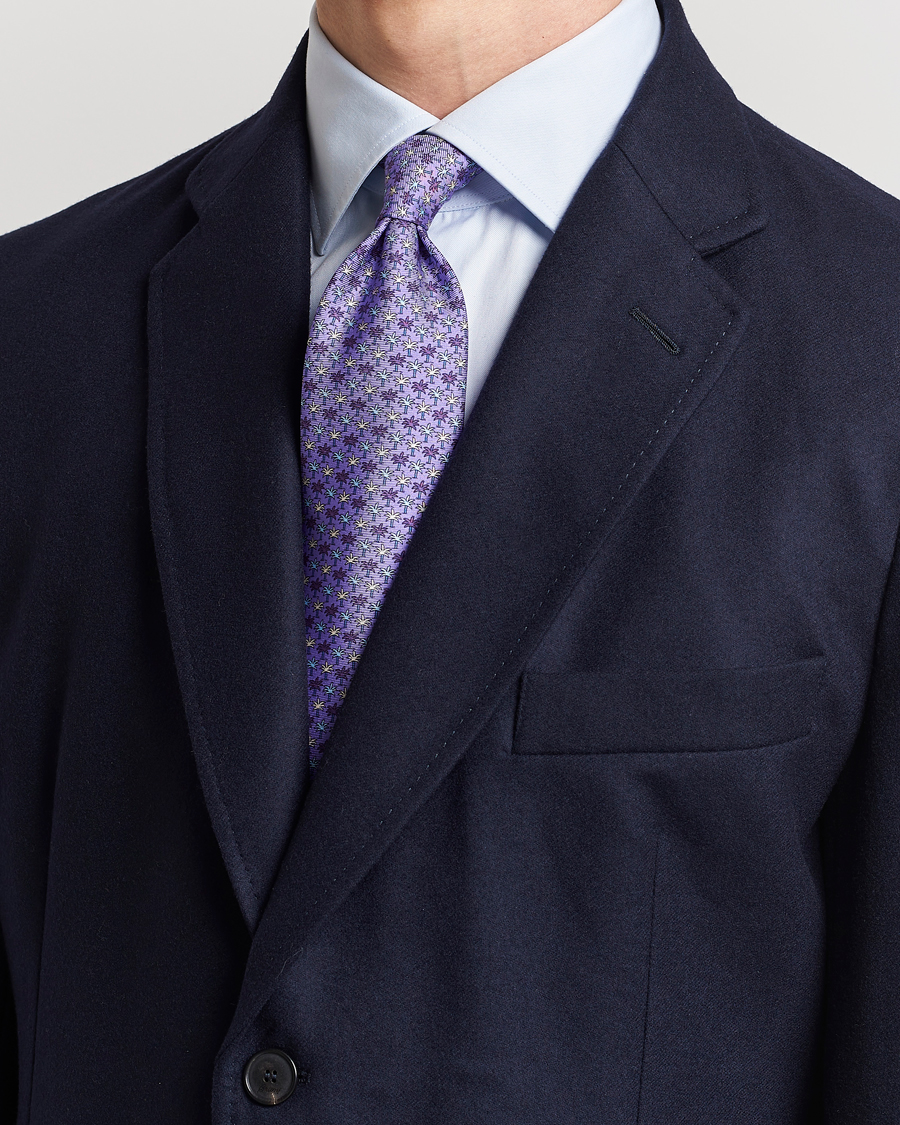 Homme | Zegna Palm Tree Printed Silk Tie Purple | Zegna | Palm Tree Printed Silk Tie Purple